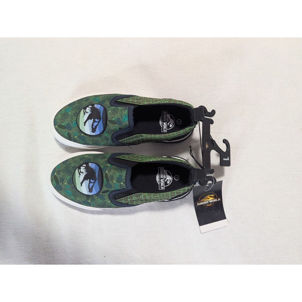 Ground Up Jurassic World Rebirth Kids Size 1 Green Slip On Shoes NWT